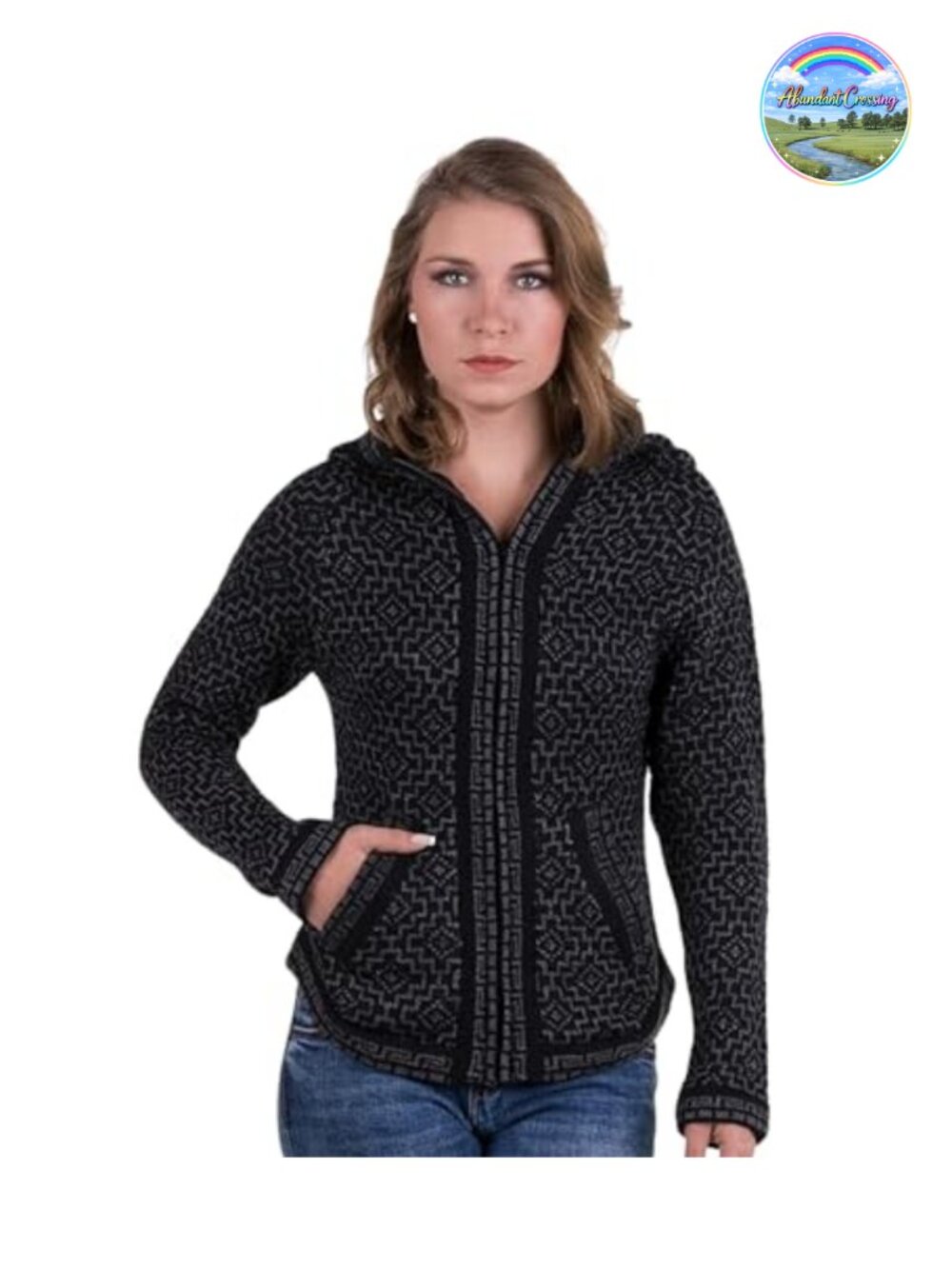 Women's Alpaca Wool Handmade Cardigan Knit Lightweight Winter Zip